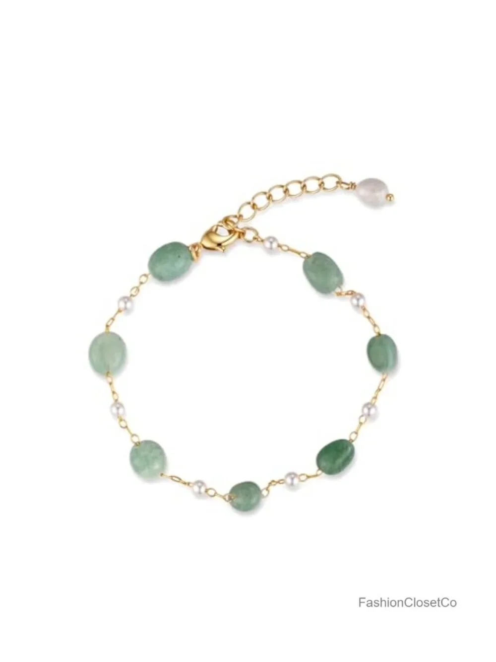 18K Gold Plated Pearl Beaded Bracelet, Adjustable Chain Stackable Bracelet,